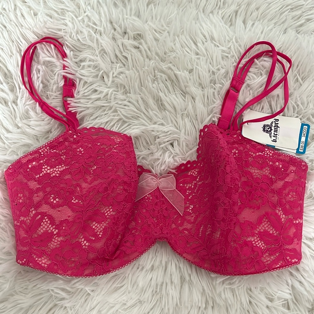 b.tempt’d by Wacoal Hot Pink Lace Balconette Bra Size 34DDD NWT